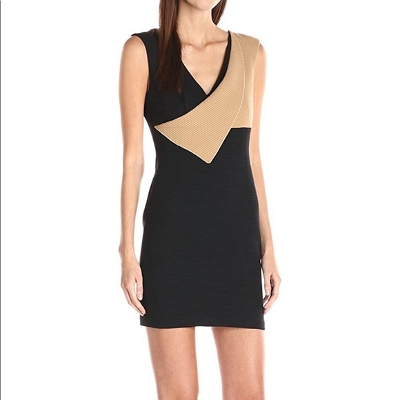 ANTHROPOLOGIE Contrast Surplice Texture Dress - Picture 1 of 8